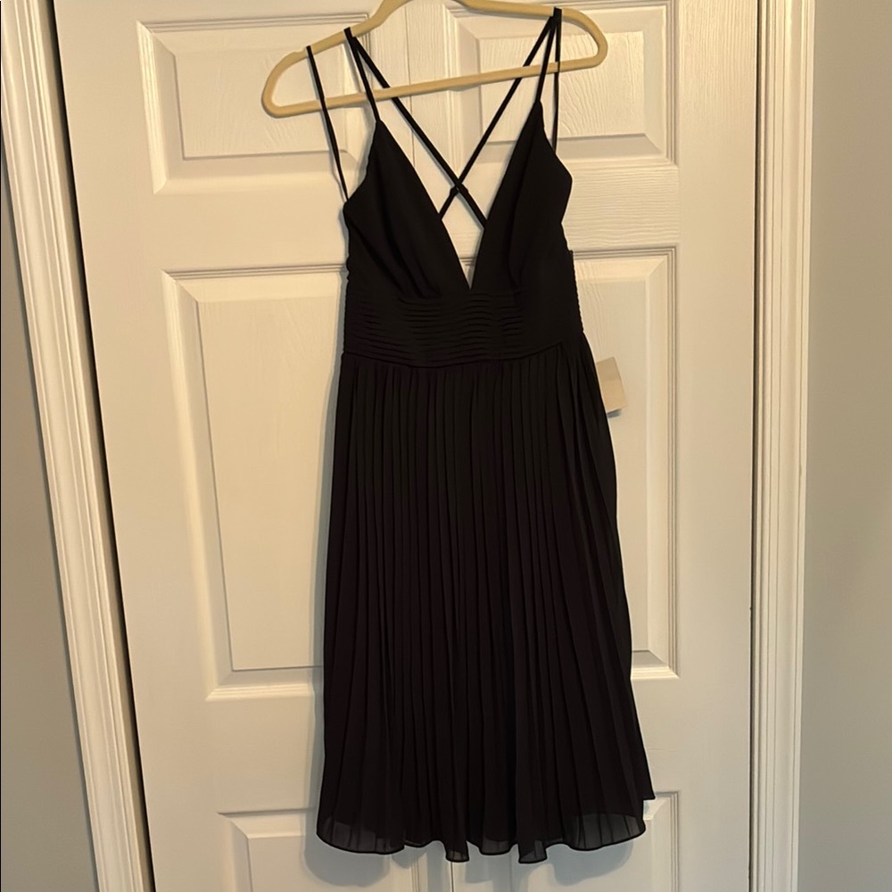 Black Pleated Spaghetti Strap Dress